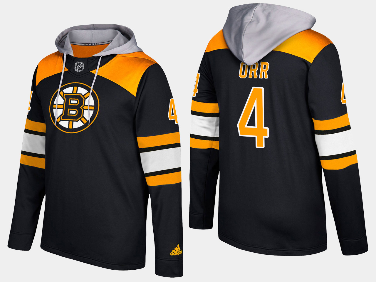 Men NHL Boston bruins retired 4 bobby orr black hoodie